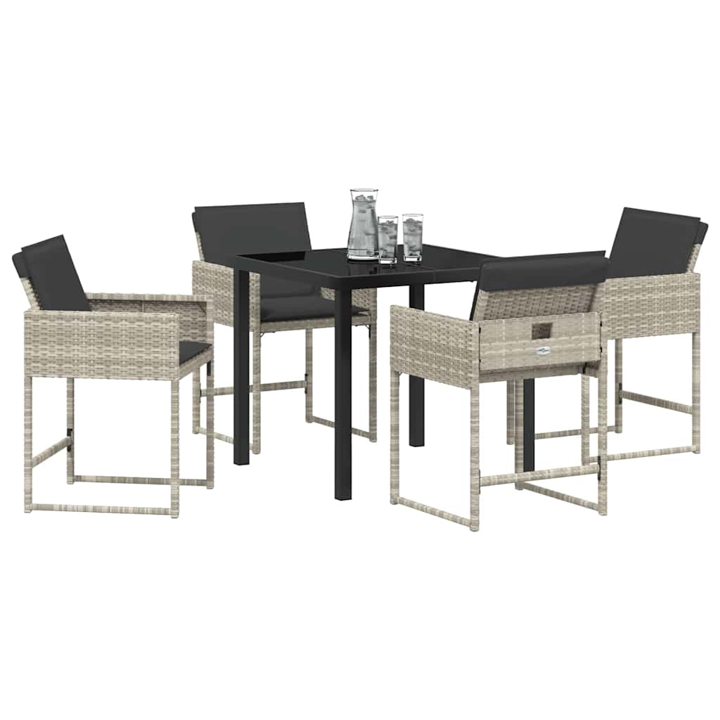 Garden Dining Set 5 pcs Light Grey Poly Rattan
