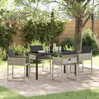 Garden Dining Set 5 pcs Light Grey Poly Rattan