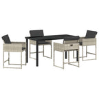Garden Dining Set 5 pcs Light Grey Poly Rattan