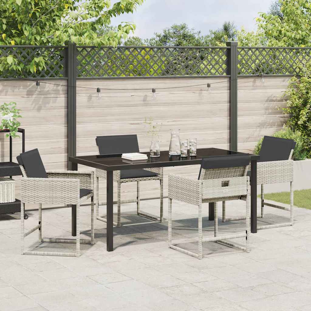 Garden Dining Set 5 pcs Light Grey Poly Rattan