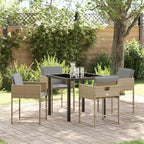 Garden Dining Set 5 pcs Beige Poly Rattan