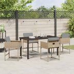 Garden Dining Set 5 pcs Beige Poly Rattan