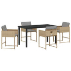 Garden Dining Set 5 pcs Beige Poly Rattan