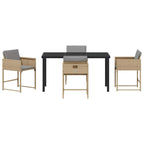 Garden Dining Set 5 pcs Beige Poly Rattan