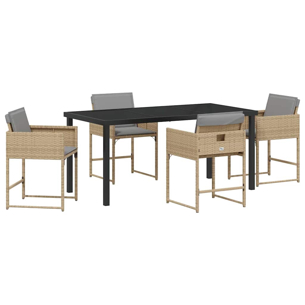 Garden Dining Set 5 pcs Beige Poly Rattan