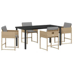 Garden Dining Set 5 pcs Beige Poly Rattan