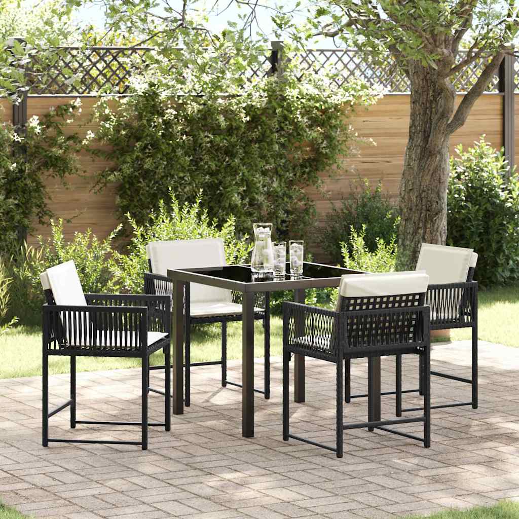 Garden Dining Set 5 pcs Black Poly Rattan
