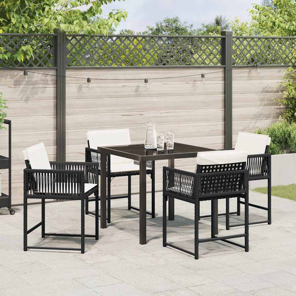 Garden Dining Set 5 pcs Black Poly Rattan