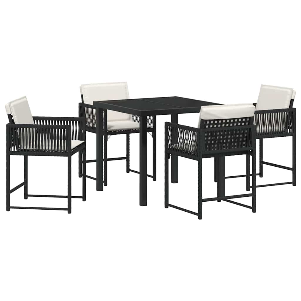 Garden Dining Set 5 pcs Black Poly Rattan