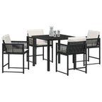 Garden Dining Set 5 pcs Black Poly Rattan