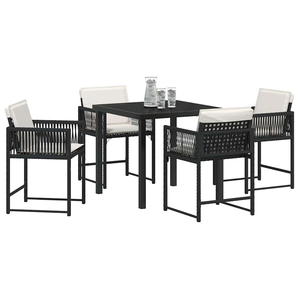 Garden Dining Set 5 pcs Black Poly Rattan
