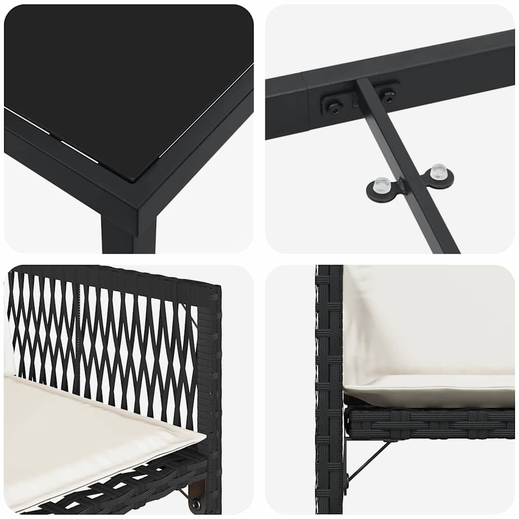 Garden Dining Set 5 pcs Black Poly Rattan