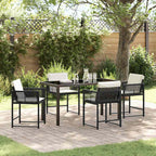 Garden Dining Set 5 pcs Black Poly Rattan