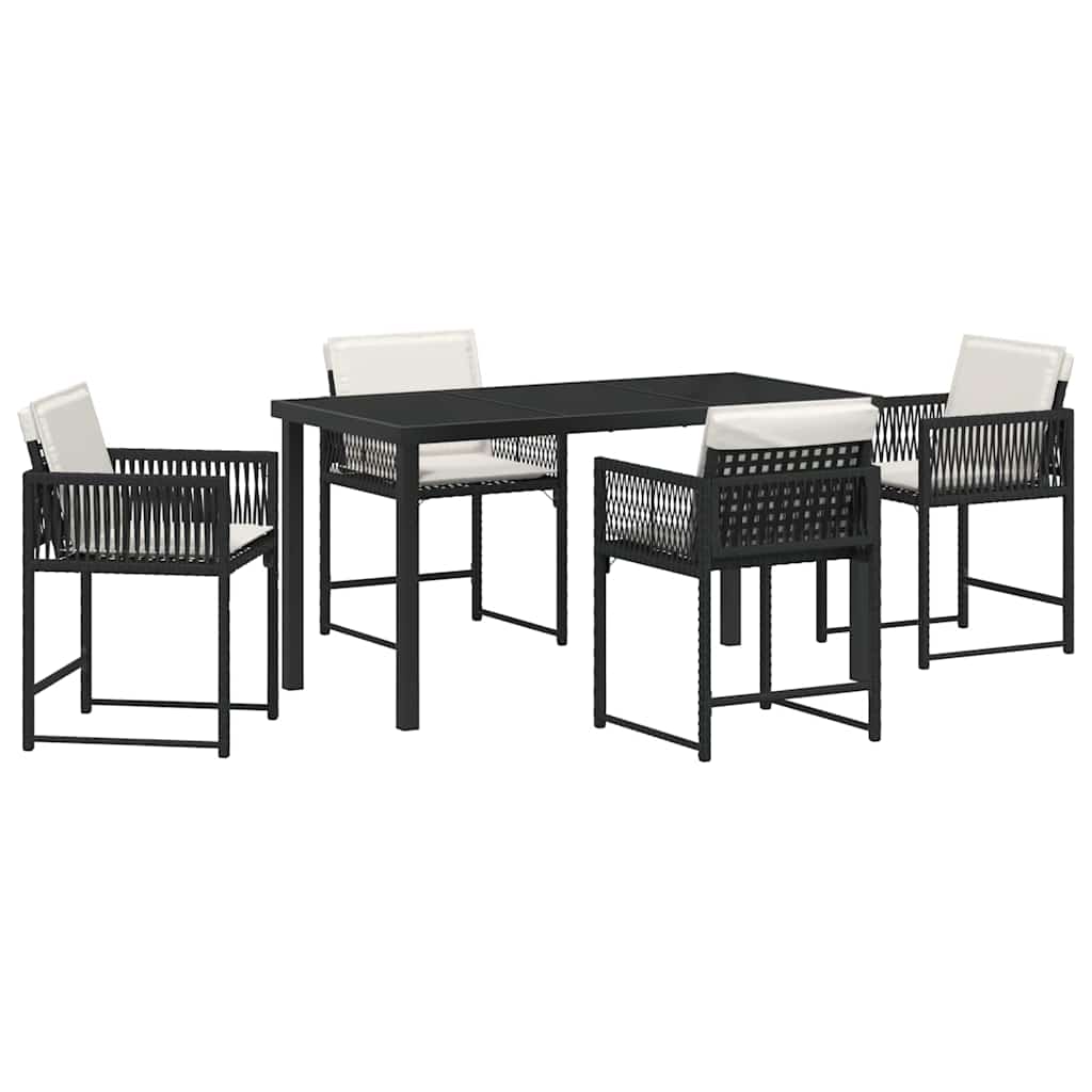 Garden Dining Set 5 pcs Black Poly Rattan