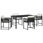 Garden Dining Set 5 pcs Black Poly Rattan