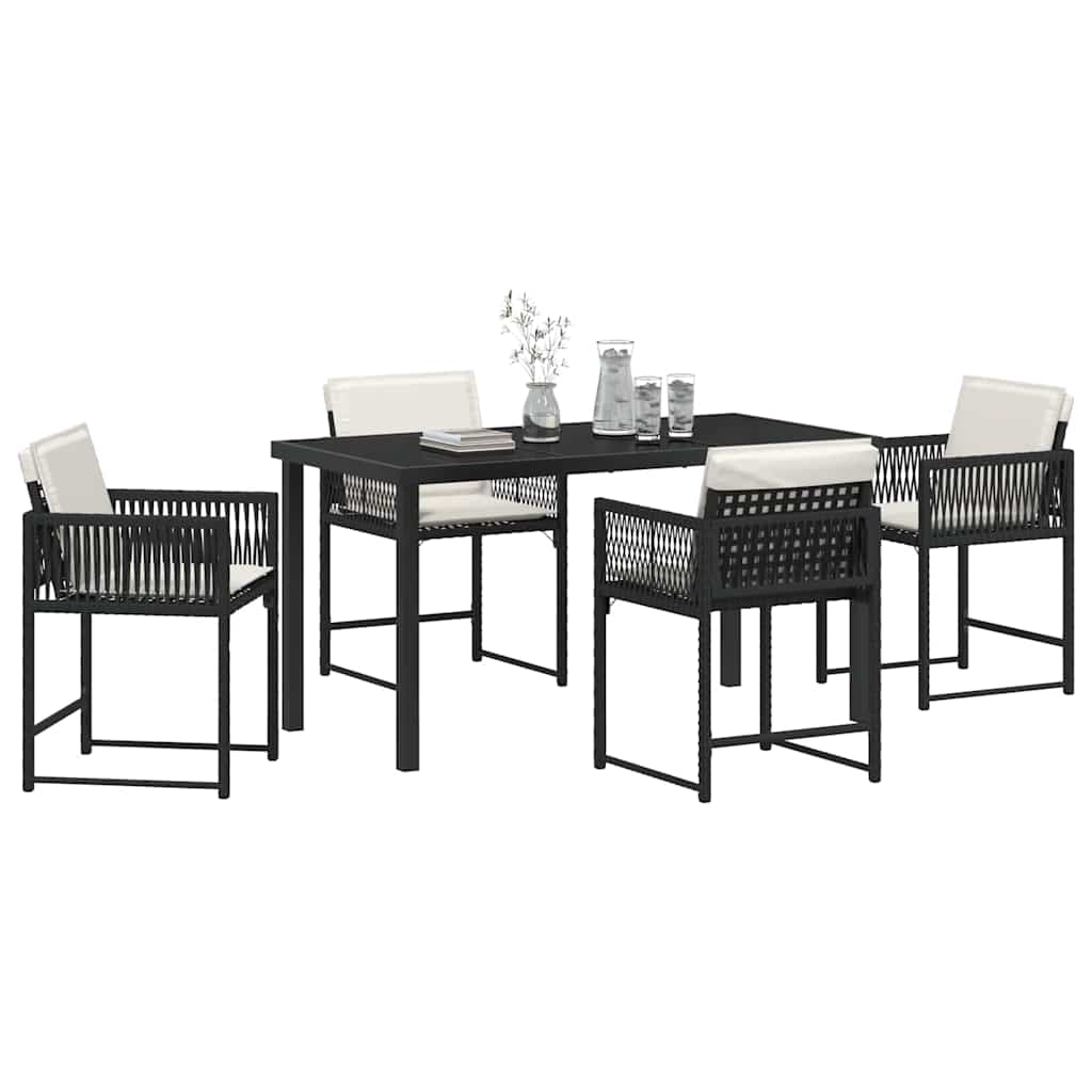 Garden Dining Set 5 pcs Black Poly Rattan