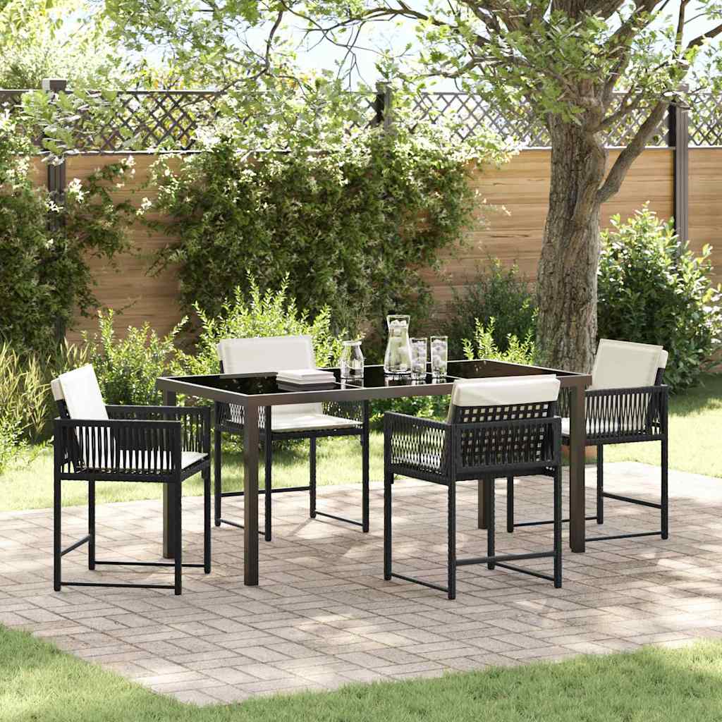 Garden Dining Set 5 pcs Black Poly Rattan