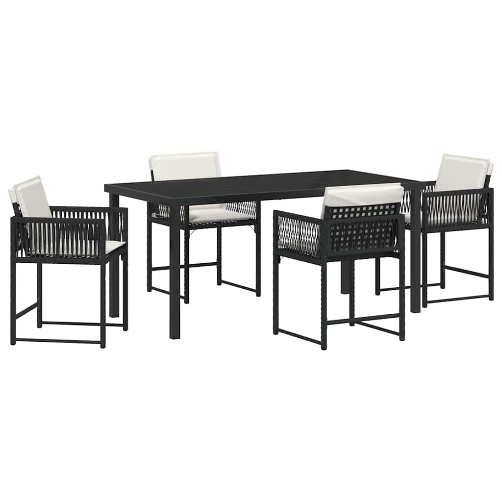 Garden Dining Set 5 pcs Black Poly Rattan