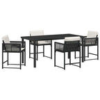 Garden Dining Set 5 pcs Black Poly Rattan