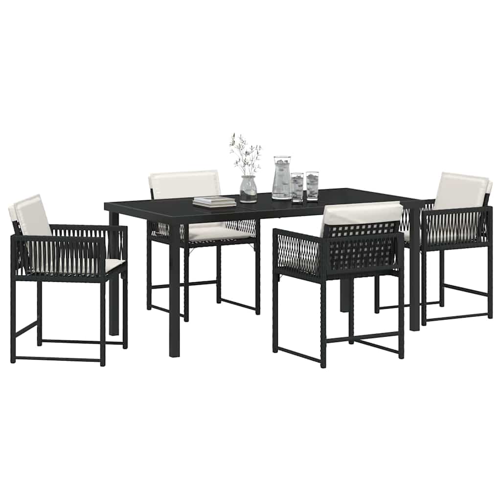 Garden Dining Set 5 pcs Black Poly Rattan