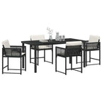 Garden Dining Set 5 pcs Black Poly Rattan