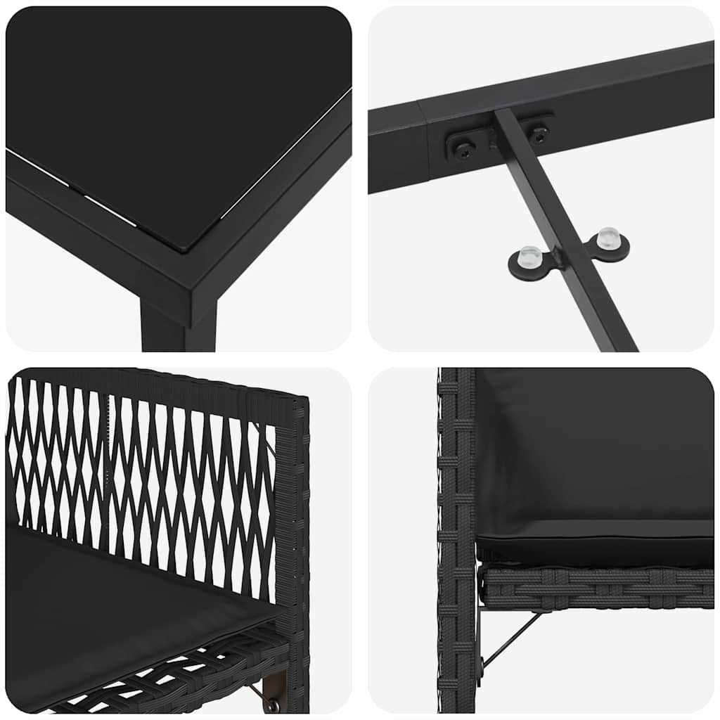 Garden Dining Set 5 pcs Black Poly Rattan