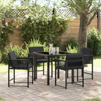 Garden Dining Set 5 pcs Black Poly Rattan