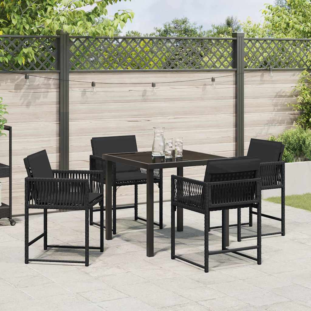 Garden Dining Set 5 pcs Black Poly Rattan
