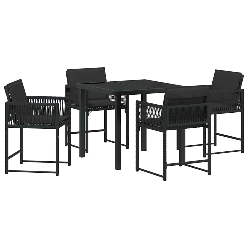 Garden Dining Set 5 pcs Black Poly Rattan