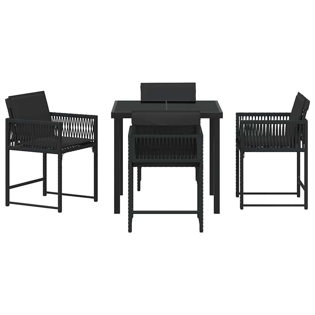 Garden Dining Set 5 pcs Black Poly Rattan