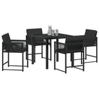 Garden Dining Set 5 pcs Black Poly Rattan
