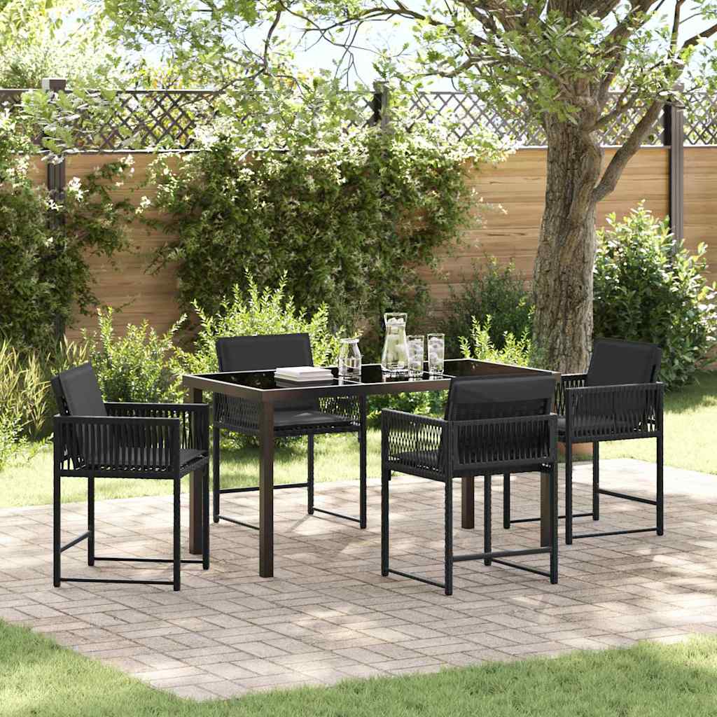 Garden Dining Set 5 pcs Black Poly Rattan
