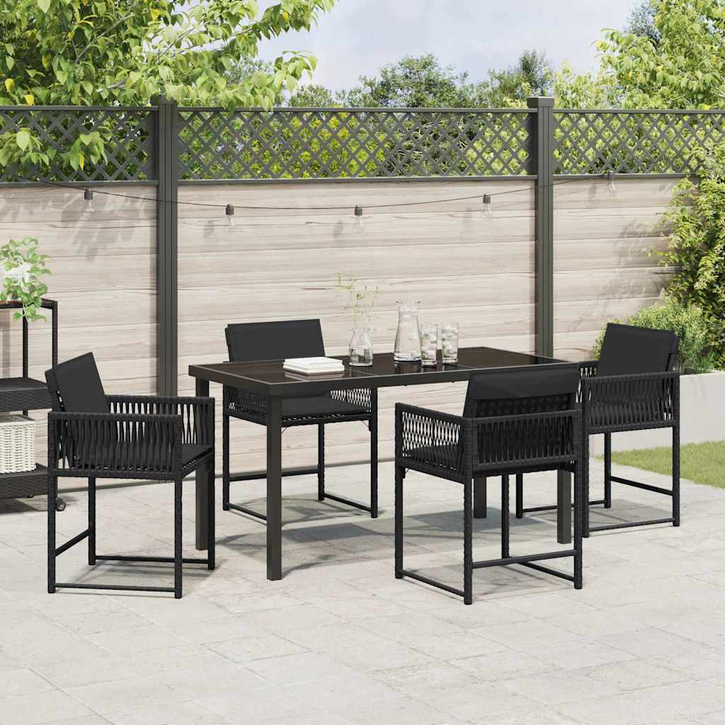 Garden Dining Set 5 pcs Black Poly Rattan