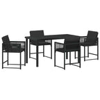 Garden Dining Set 5 pcs Black Poly Rattan