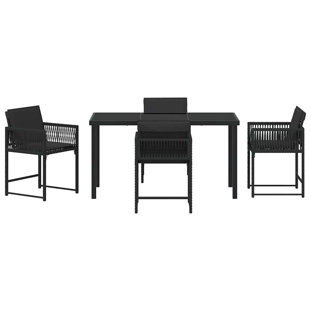 Garden Dining Set 5 pcs Black Poly Rattan