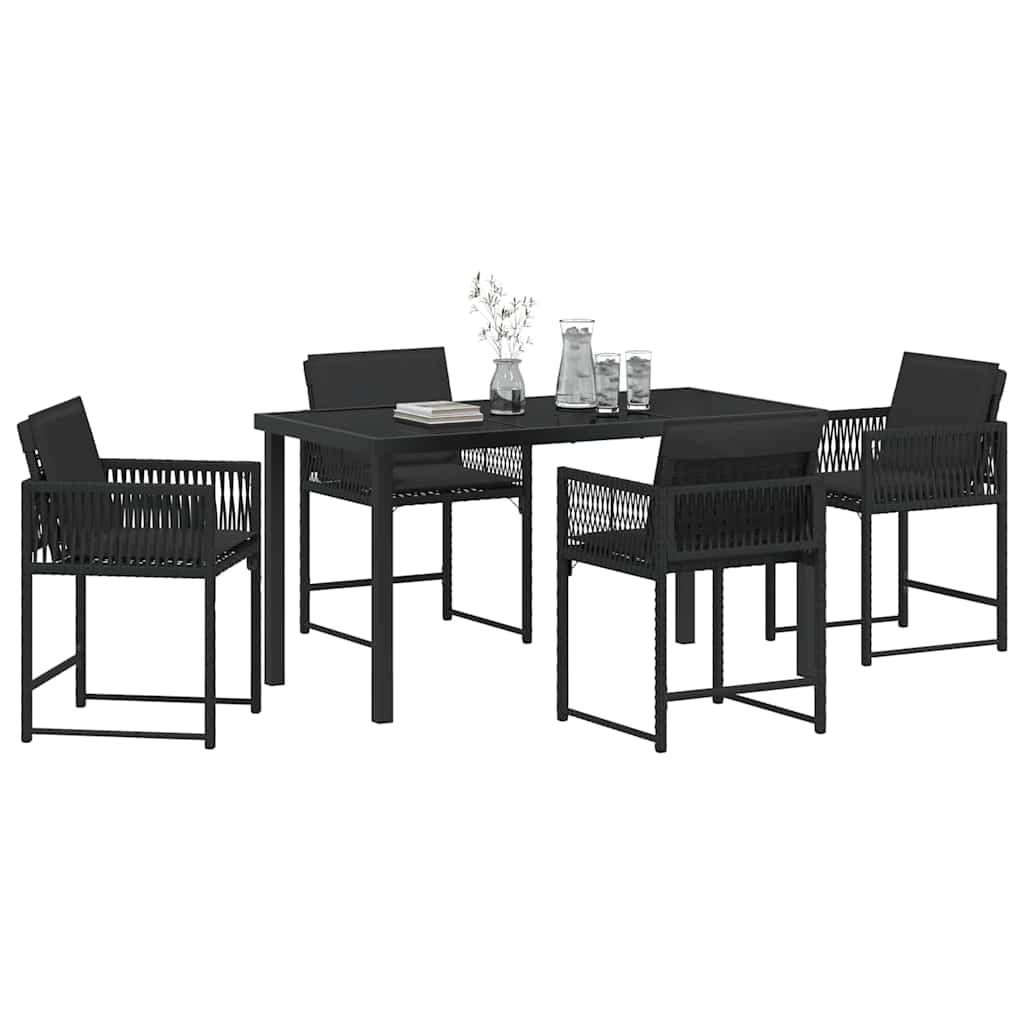 Garden Dining Set 5 pcs Black Poly Rattan