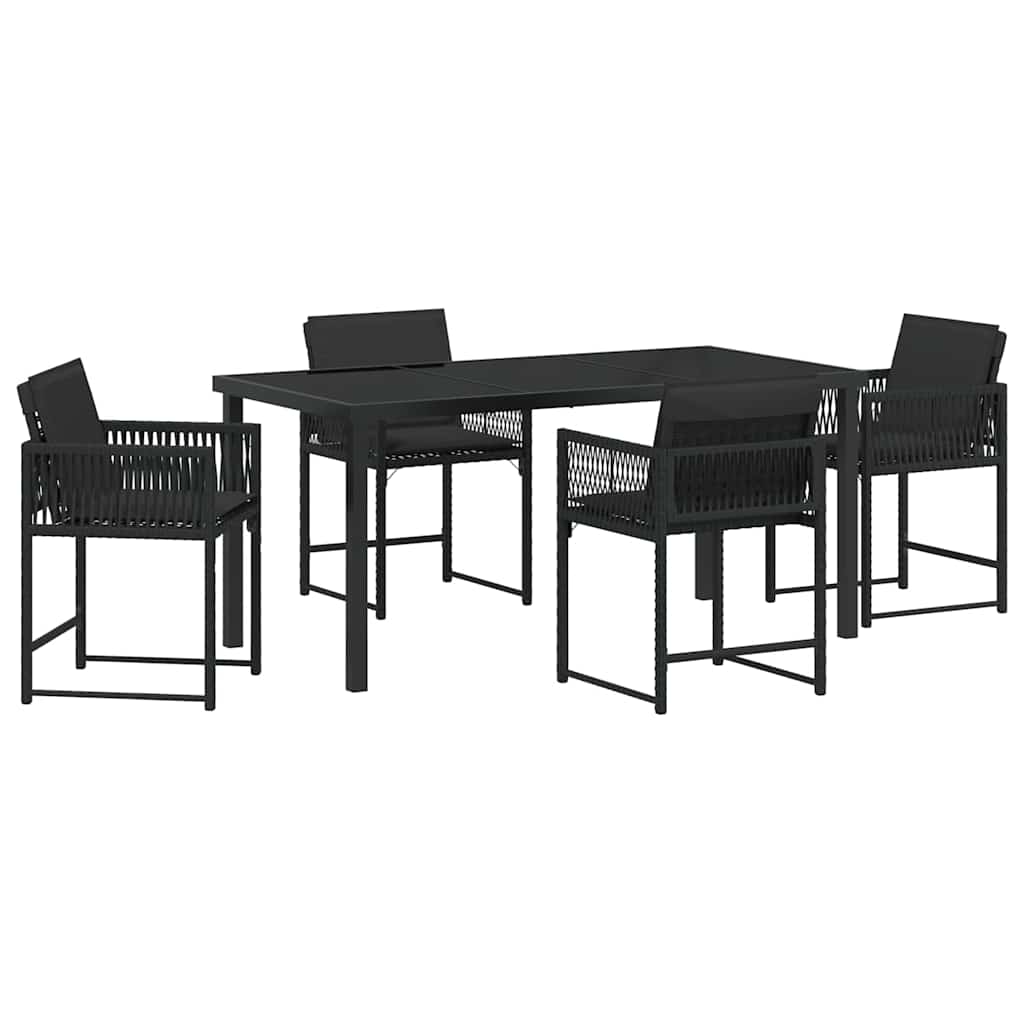 Garden Dining Set 5 pcs Black Poly Rattan