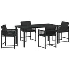 Garden Dining Set 5 pcs Black Poly Rattan