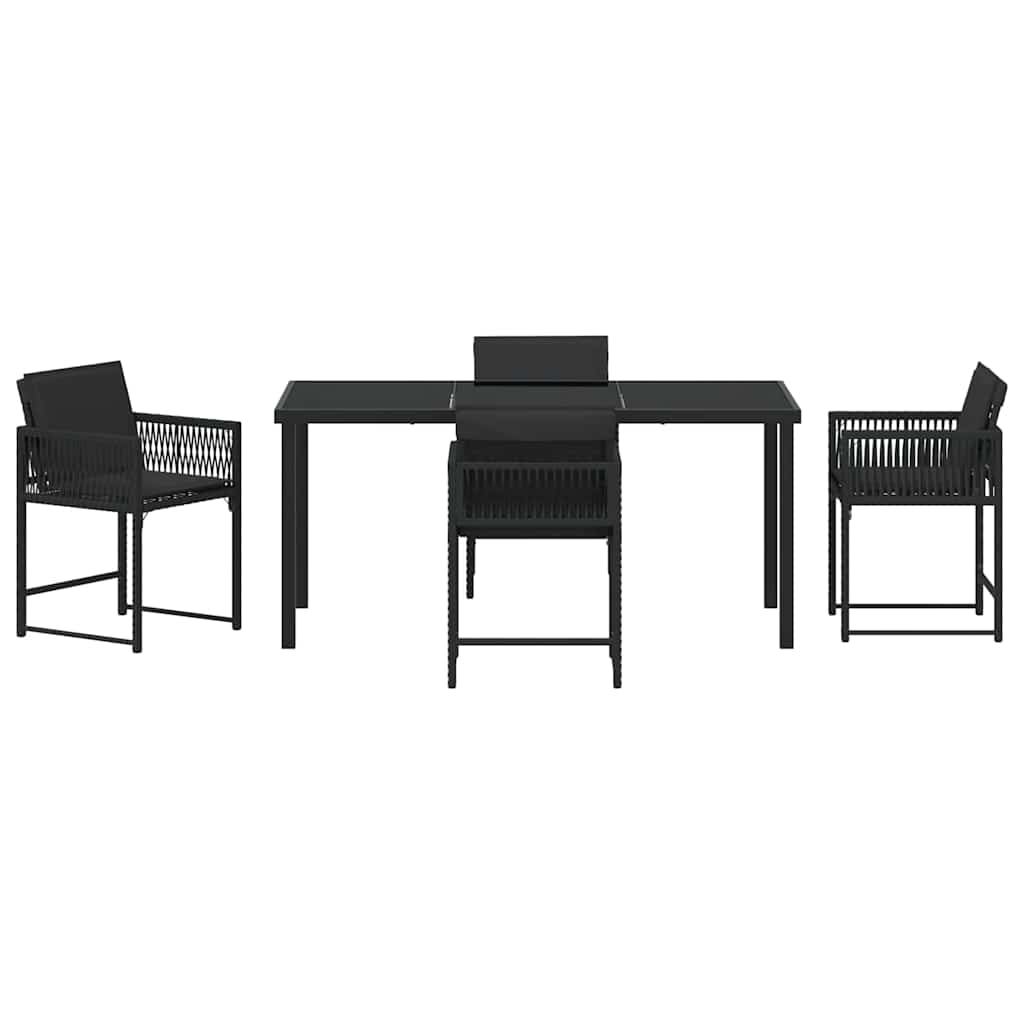 Garden Dining Set 5 pcs Black Poly Rattan