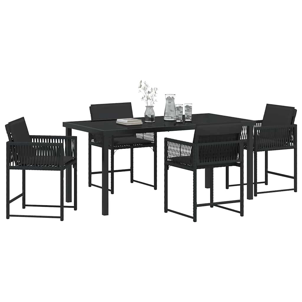 Garden Dining Set 5 pcs Black Poly Rattan