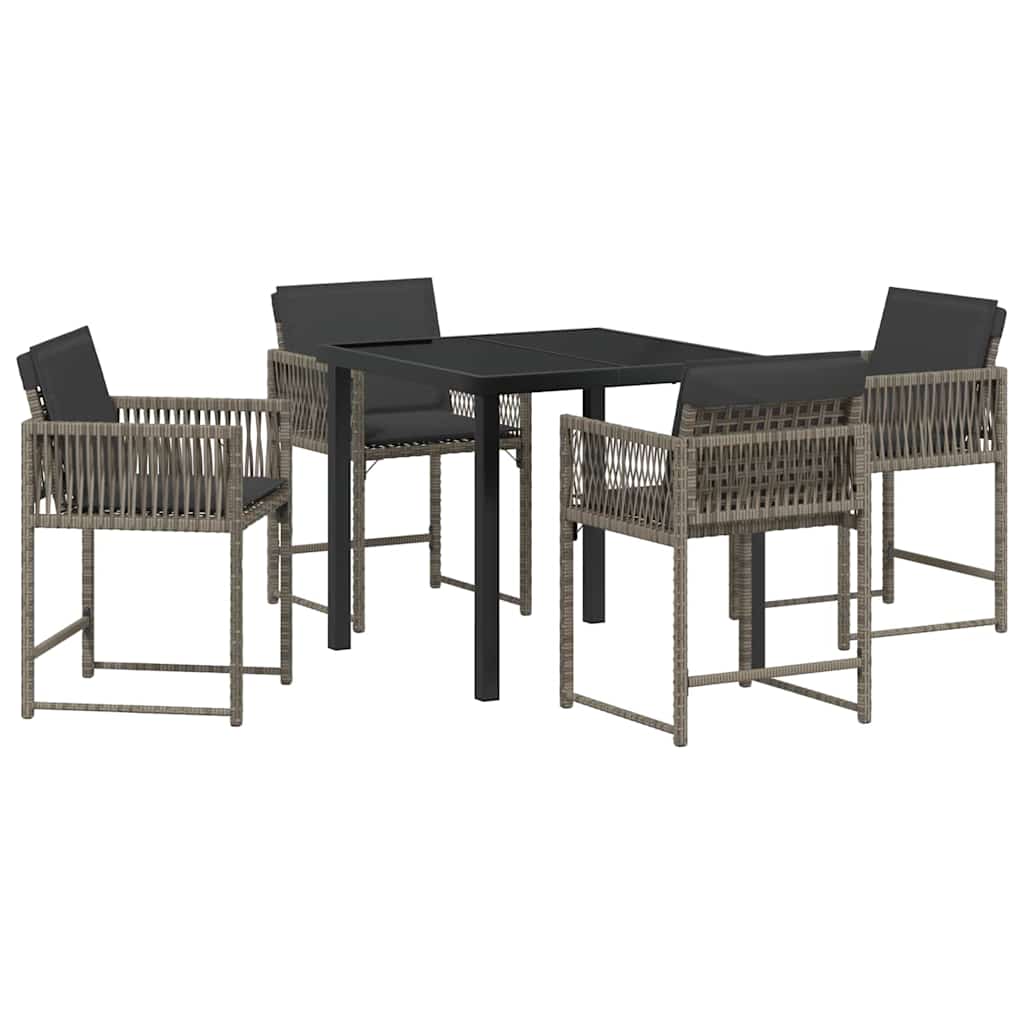 Garden Dining Set 5 pcs Grey Poly Rattan