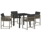 Garden Dining Set 5 pcs Grey Poly Rattan