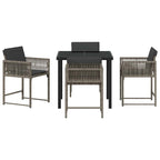 Garden Dining Set 5 pcs Grey Poly Rattan