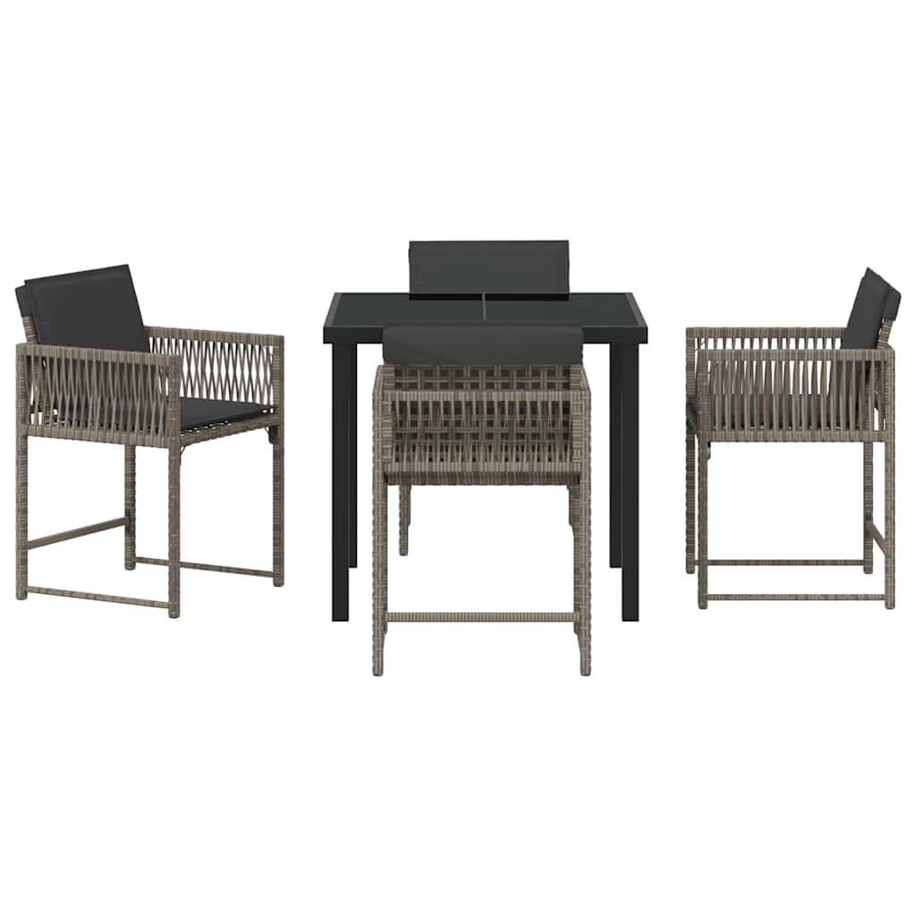 Garden Dining Set 5 pcs Grey Poly Rattan