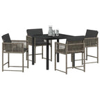 Garden Dining Set 5 pcs Grey Poly Rattan