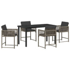 Garden Dining Set 5 pcs Grey Poly Rattan