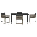 Garden Dining Set 5 pcs Grey Poly Rattan