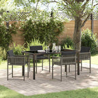 Garden Dining Set 5 pcs Grey Poly Rattan