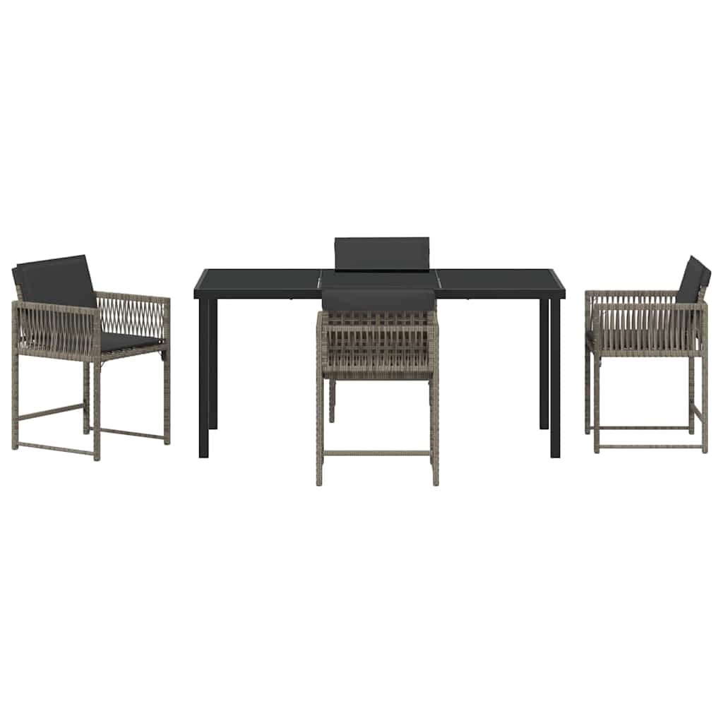 Garden Dining Set 5 pcs Grey Poly Rattan