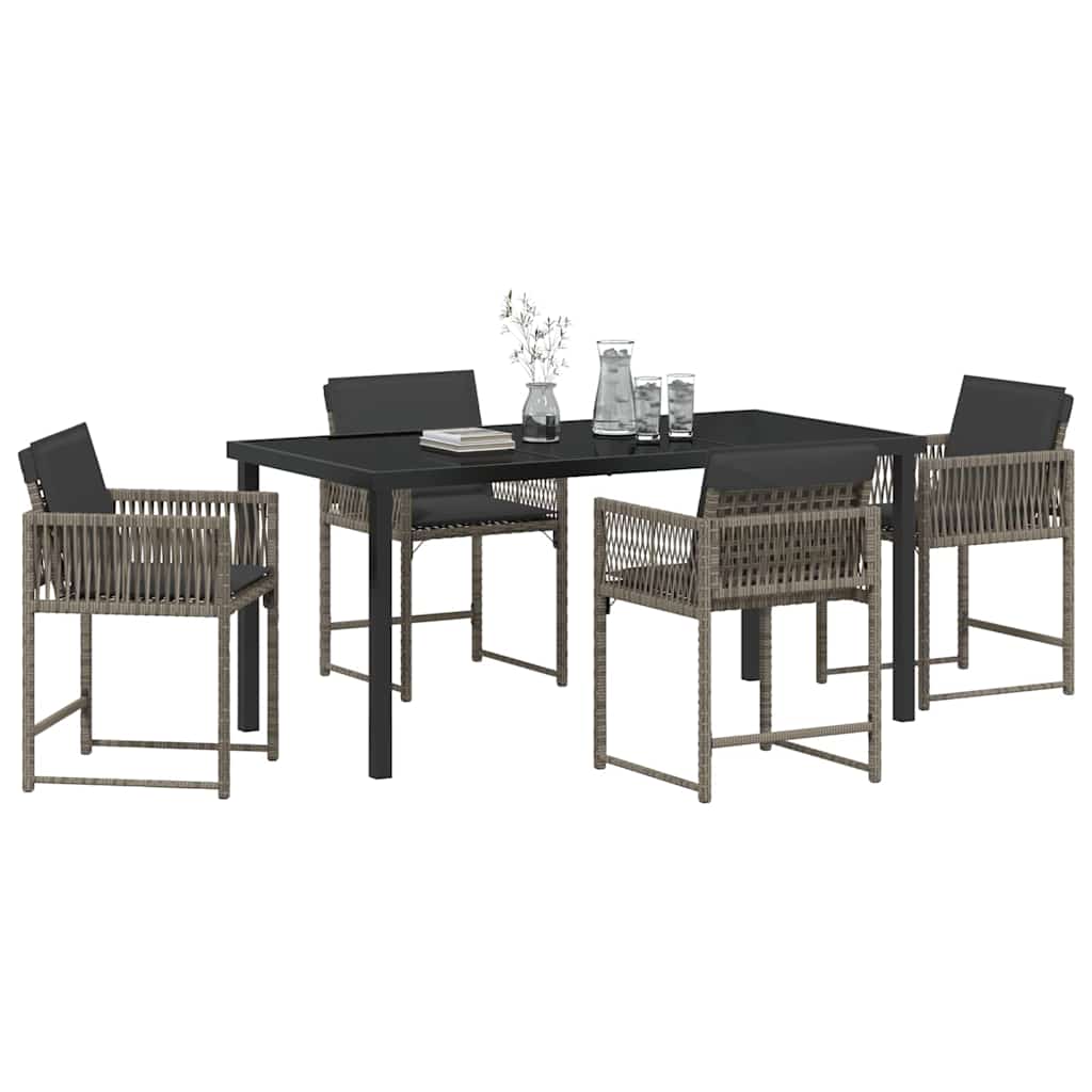 Garden Dining Set 5 pcs Grey Poly Rattan